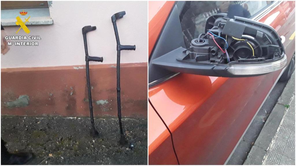 Investigado un vecino de Mera (A Coruña) por dañar con sus muletas retrovisores de 10 coches