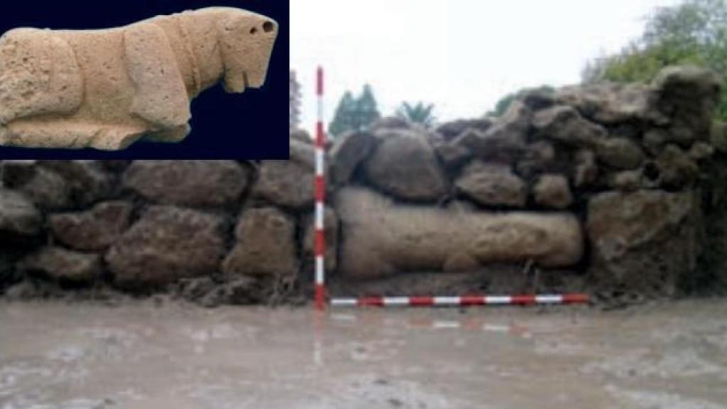 Toro ibérico aprovechado como sillar para construcción romana