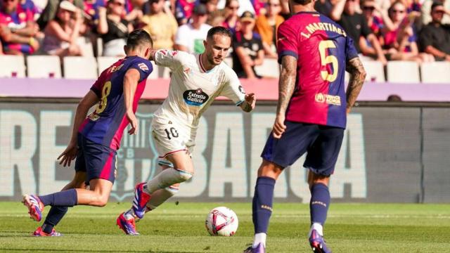 Iván Sánchez en el partido de ida en Montjuic