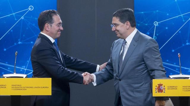 El ministro de Asuntos Exteriores, José Manuel Albares, y su homólogo marroquí, Nasser Bourita, este jueves en Madrid.