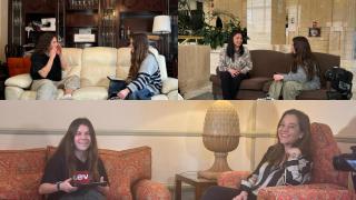 Pauli en las grabaciones de su documental, junto con las personas entrevistadas, Inés Rey, Salma Sepúlveda y Luhana Meriveck