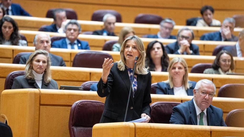 Alicia García, portavoz del PP en el Senado, durante una sesión de control al Gobierno.