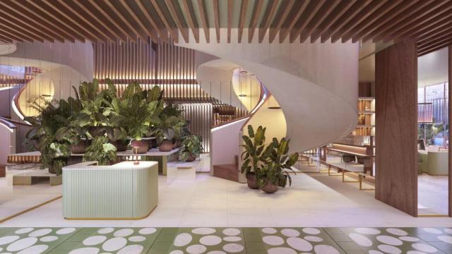 Infografía del interior del hotel de la cadena Meliá en Málaga.