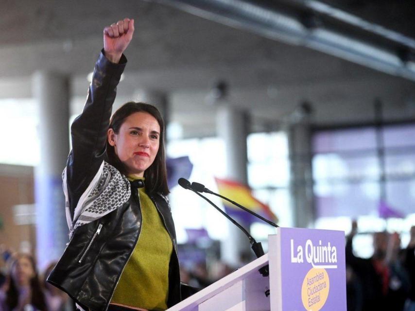Irene Montero en la quinta asamblea ciudadana de Podemos, tras ser designada candidata a las elecciones generales.