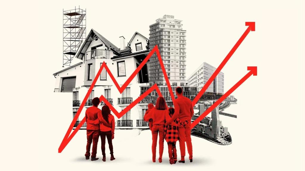 Ilustración sobre la subida de los precios de las viviendas.