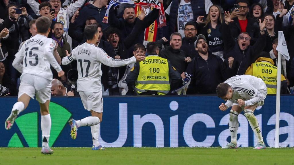 Fede Valverde celebra con rabia su gol en el descuento contra el Athletic