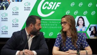 La presidenta del sector de Educación de Csif Castilla y León, Isabel Madruga, y el presidente del sector de Administración General de la Junta de Csif de Castilla y León, Agustín Argulo, informan sobre las plazas vacantes de personal no docente en centros de educación y el colapso de la gestión y planificación educativa.