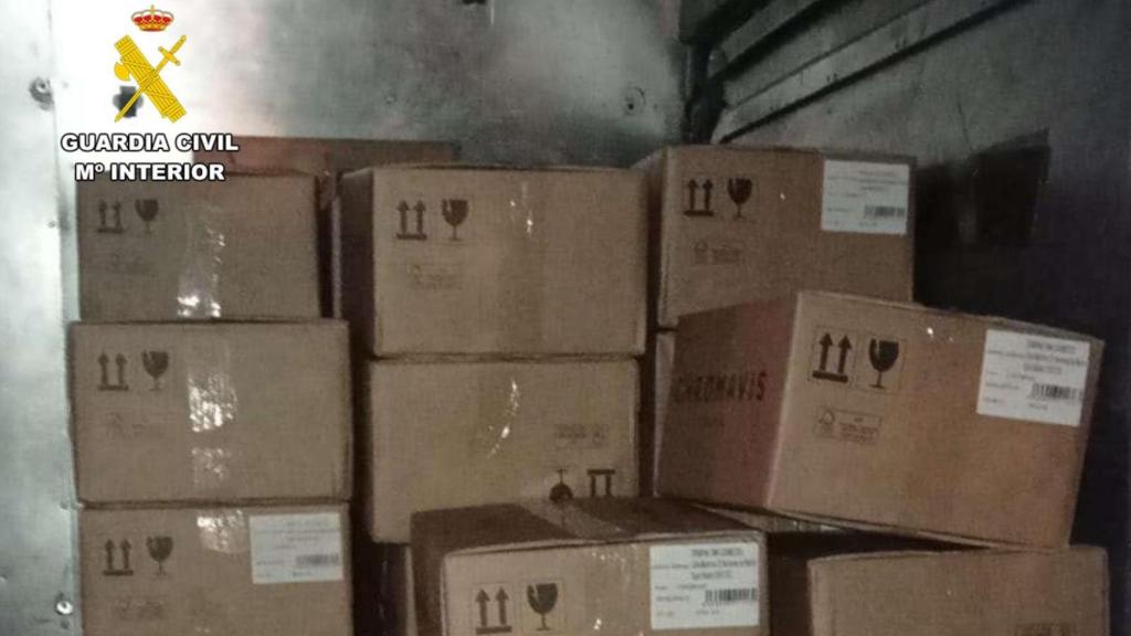 Cajas requisadas en la investigación de los robos cometidos en Zaragoza