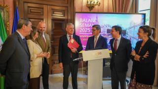 El alcalde, este lunes en la presentación del informe sobre la Semana Santa 2025.