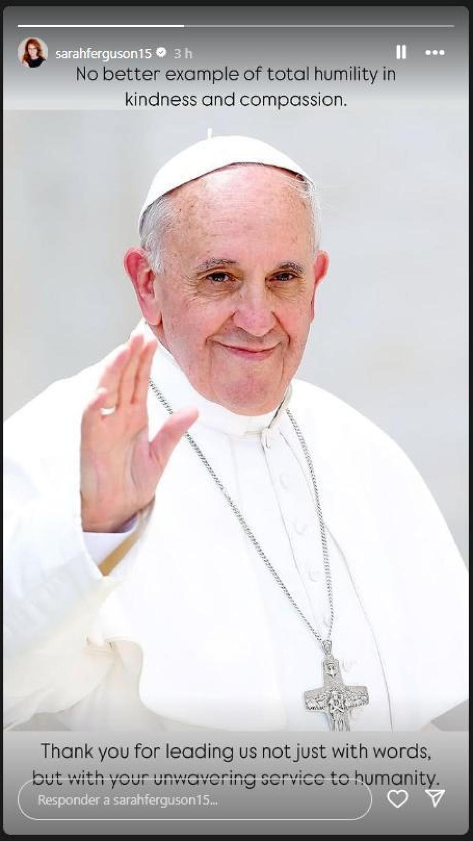 Mensaje de Sarah Ferguson tras la muerte del Papa Francisco.