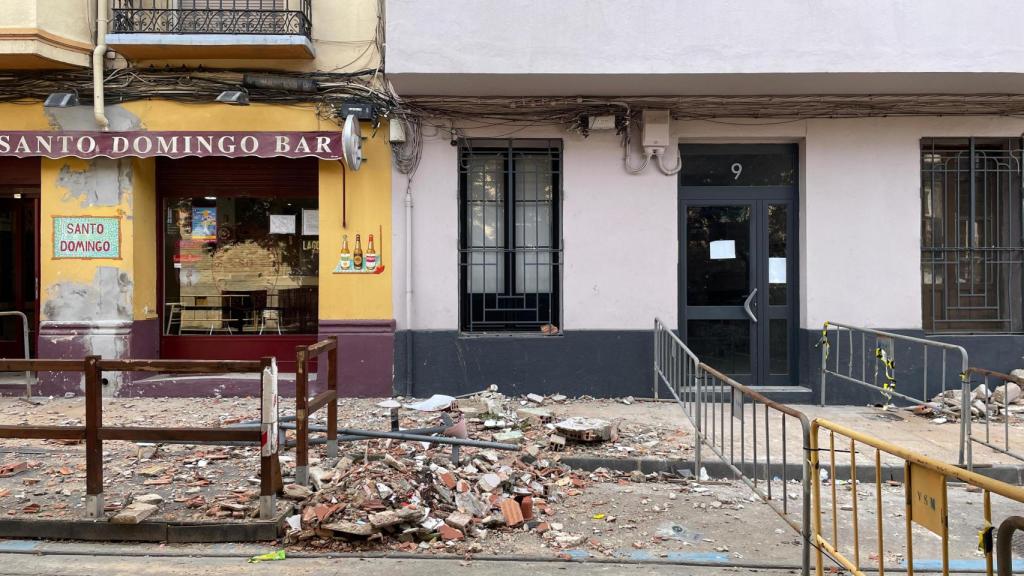 La zona donde se desprendió un balcón, en el centro de Zaragoza.