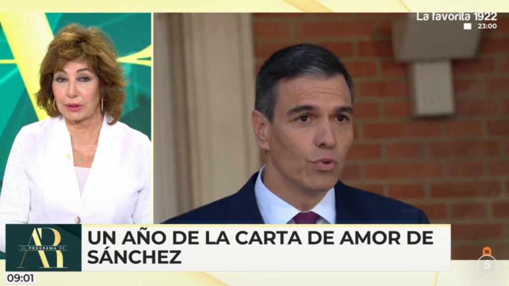 Ana Rosa ha dedicado a Pedro Sánchez su primer editorial tras la Semana Santa.