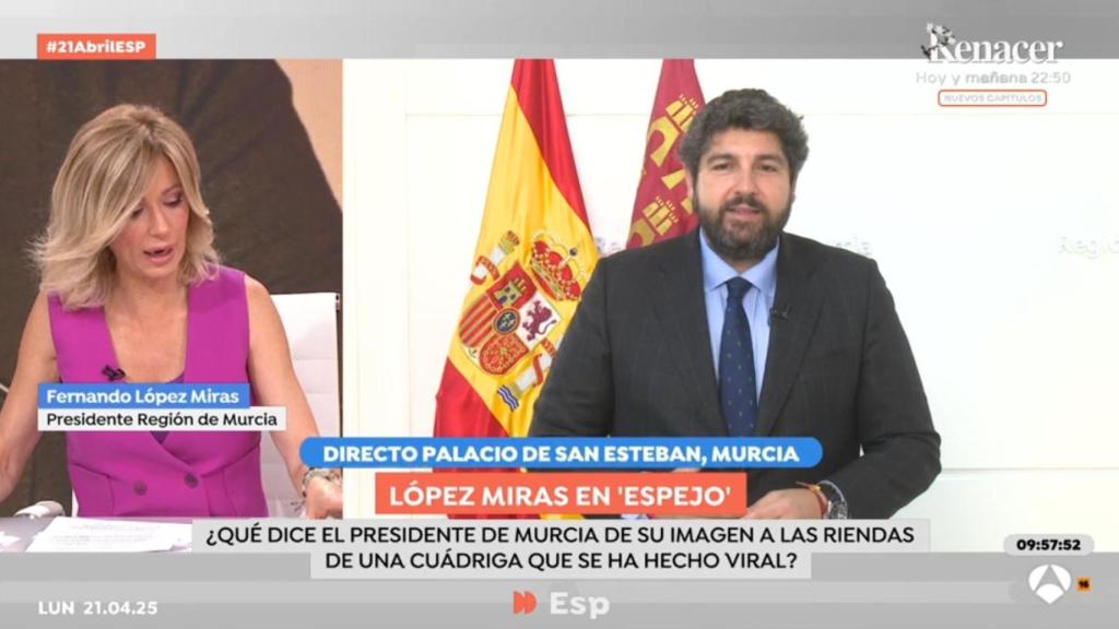 Griso ha cortado a las 9:57 la entrevista a López Miras para informar de la muerte del Papa