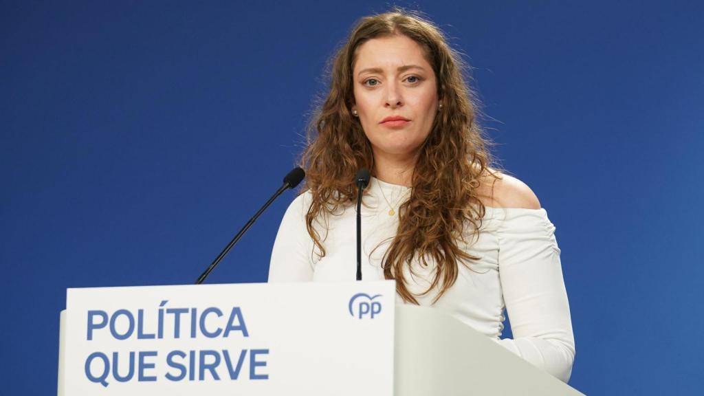 Ester Muñoz, portavoz adjunta del PP, este lunes en la rueda de prensa posterior al Comité de Dirección.