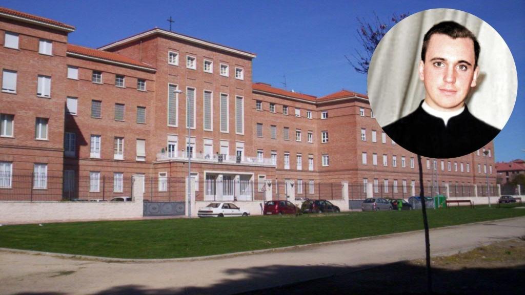 Residencia de la Compañía de Jesús en el Ensanche de Alcalá de Henares, edificio donde vivió el Papa Francisco en la década de los 70. A la derecha una foto del Papa de la época.
