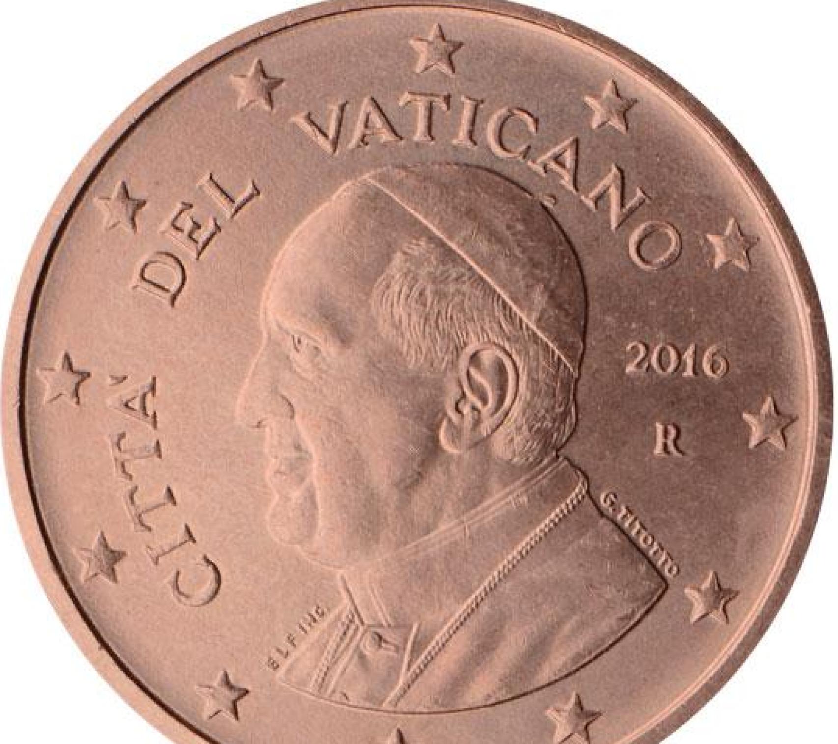 Moneda de cinco céntimos del Papa Francisco.