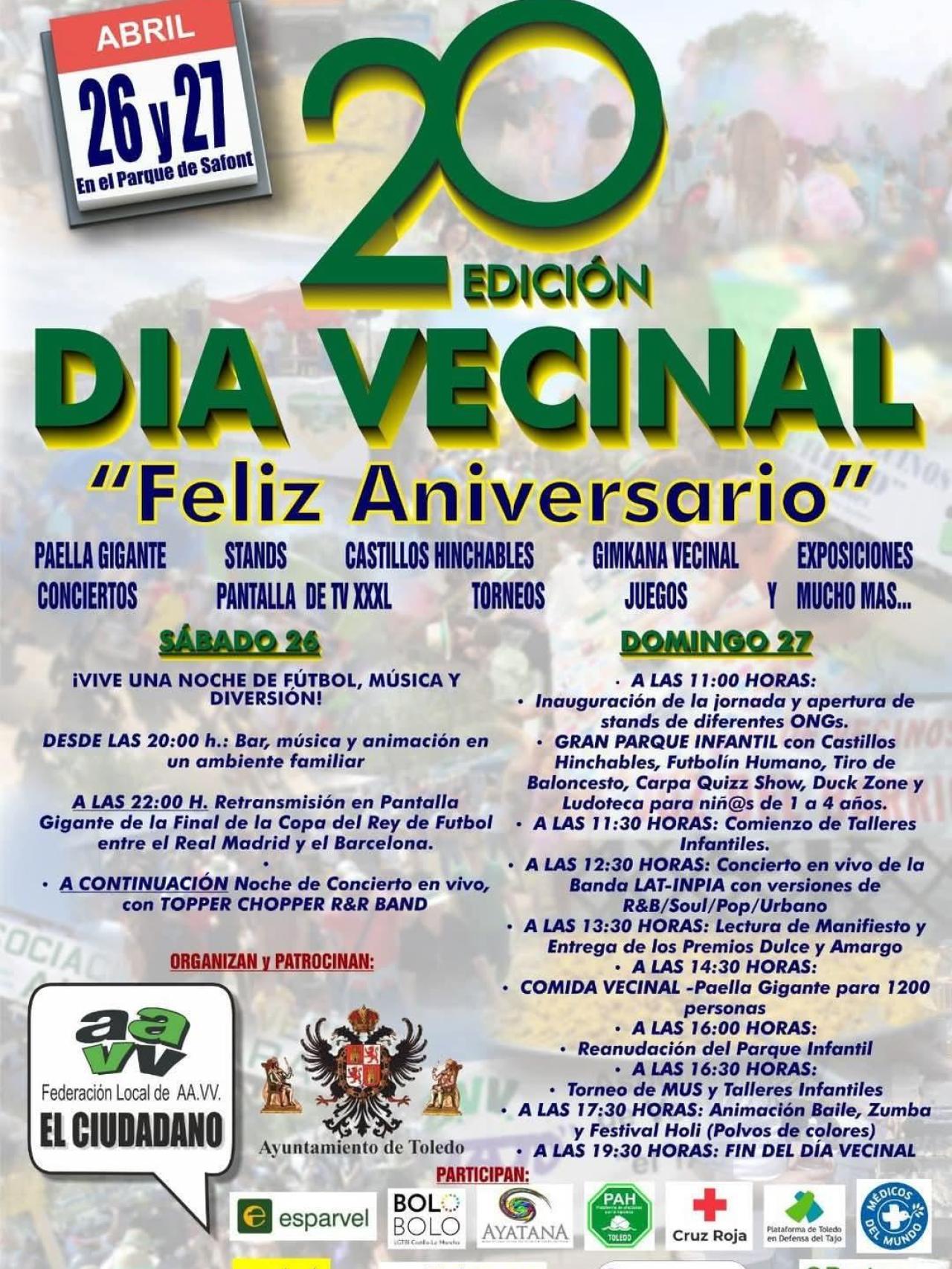 Cartel de la 20º edición del Día Vecinal de Toledo.