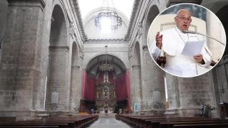 Imagen del interior de la Catedral de Valladolid y del Papa Francisco en un montaje de EL ESPAÑOL
