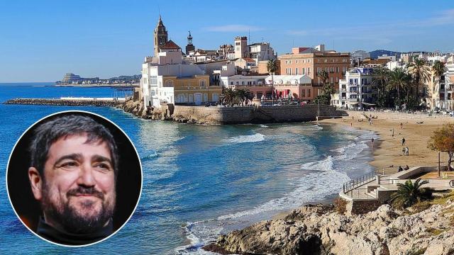 Fotomontaje de BLUPER con Antonio Orozco y el pueblo donde vive.