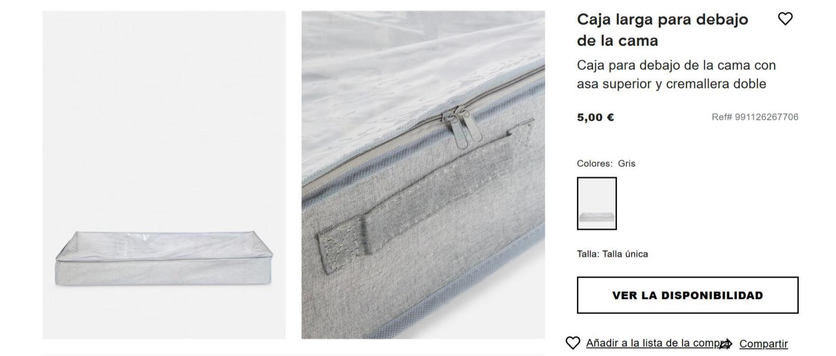 Caja larga para debajo de la cama de Primark.