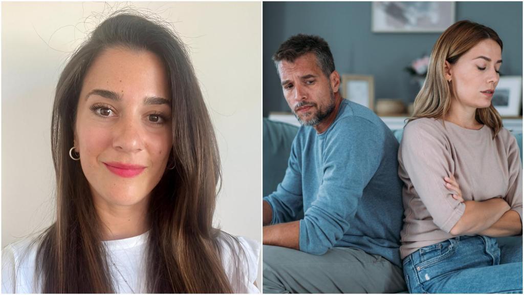Un montaje con la psicóloga Lucía Valenzuela y una pareja discutiendo.