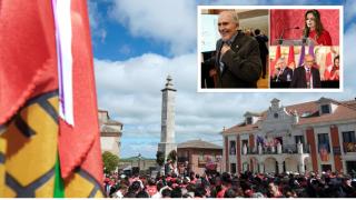 Un momento del Día de Villalar con Demetrio Madrid, Silvia Clemente y Carlos Sánchez-Reyes en la imagen de arriba.