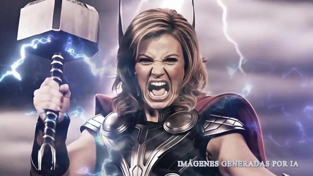 La imagen de Terelu como Thor con la que 'Tardear' ha cebado su visita.