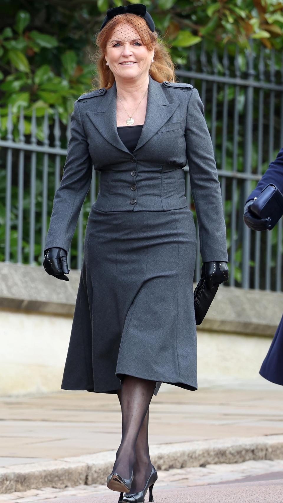 Sarah Ferguson, en el funeral que se celebra cada año en memoria de Constantino II de Grecia, en el castillo de Windsor, en 2024.