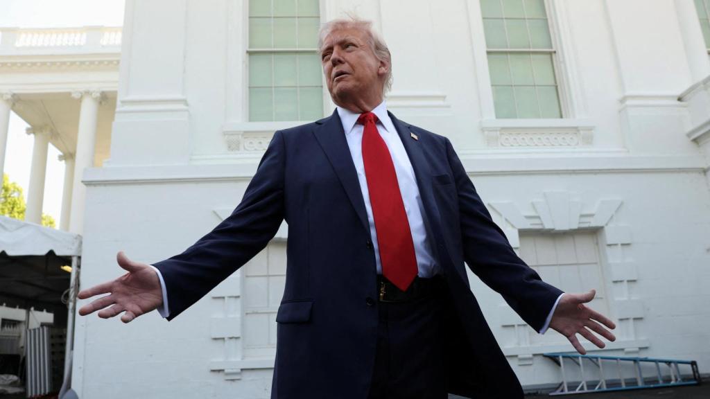 Donald Trump este miércoles en los jardines de la Casa Blanca.