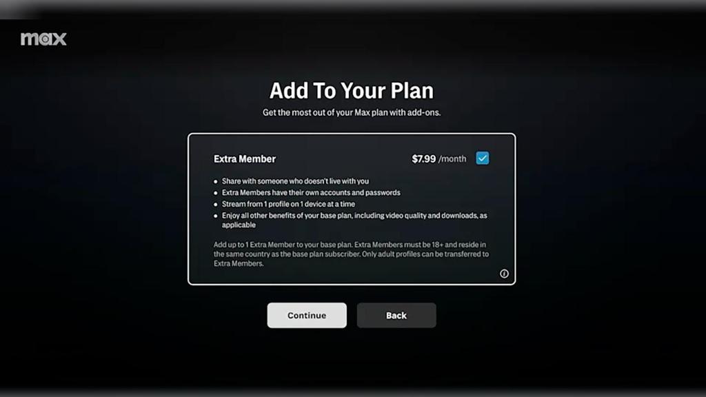 El precio del miembro extra en Max