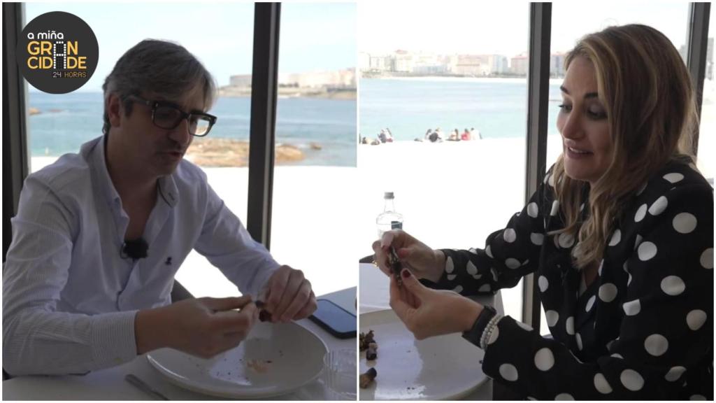Diego González Rivas y Alba Carrillo en la Televisión de Galicia