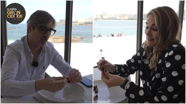 Diego González Rivas y Alba Carrillo en la Televisión de Galicia