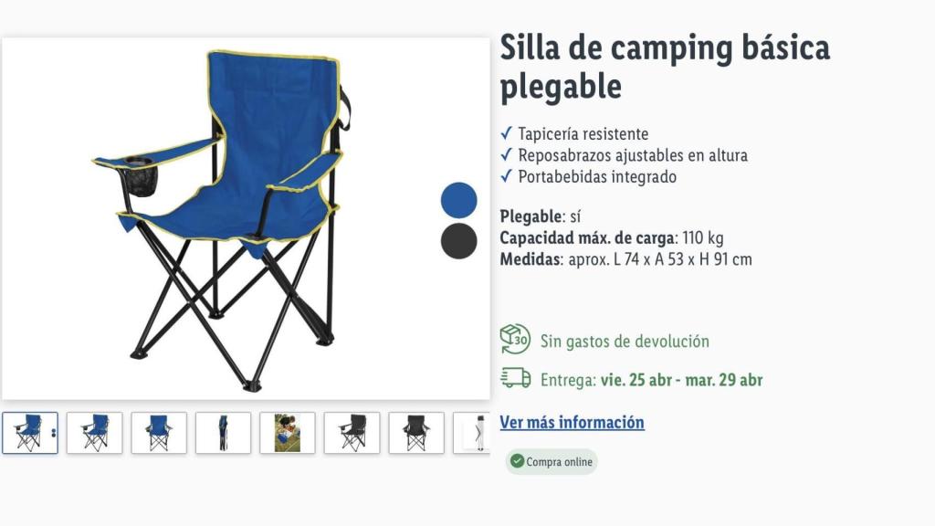 Silla de camping básica plegable.