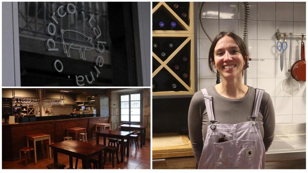 La taberna O Porco y su propietaria, Andrea