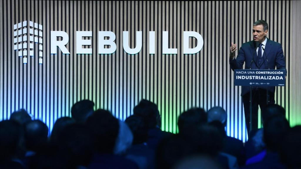 Sánchez  en la 8º edición de la Feria del sector de la edificación y la construcción REBUILD. Gustavo Valiente/Europa Press