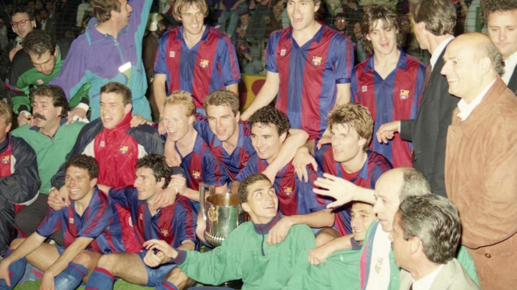El Barça celebra el título de la Copa del Rey 1990