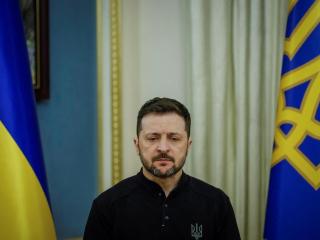Volodímir Zelenski, en Kyiv, ante los periodistas.