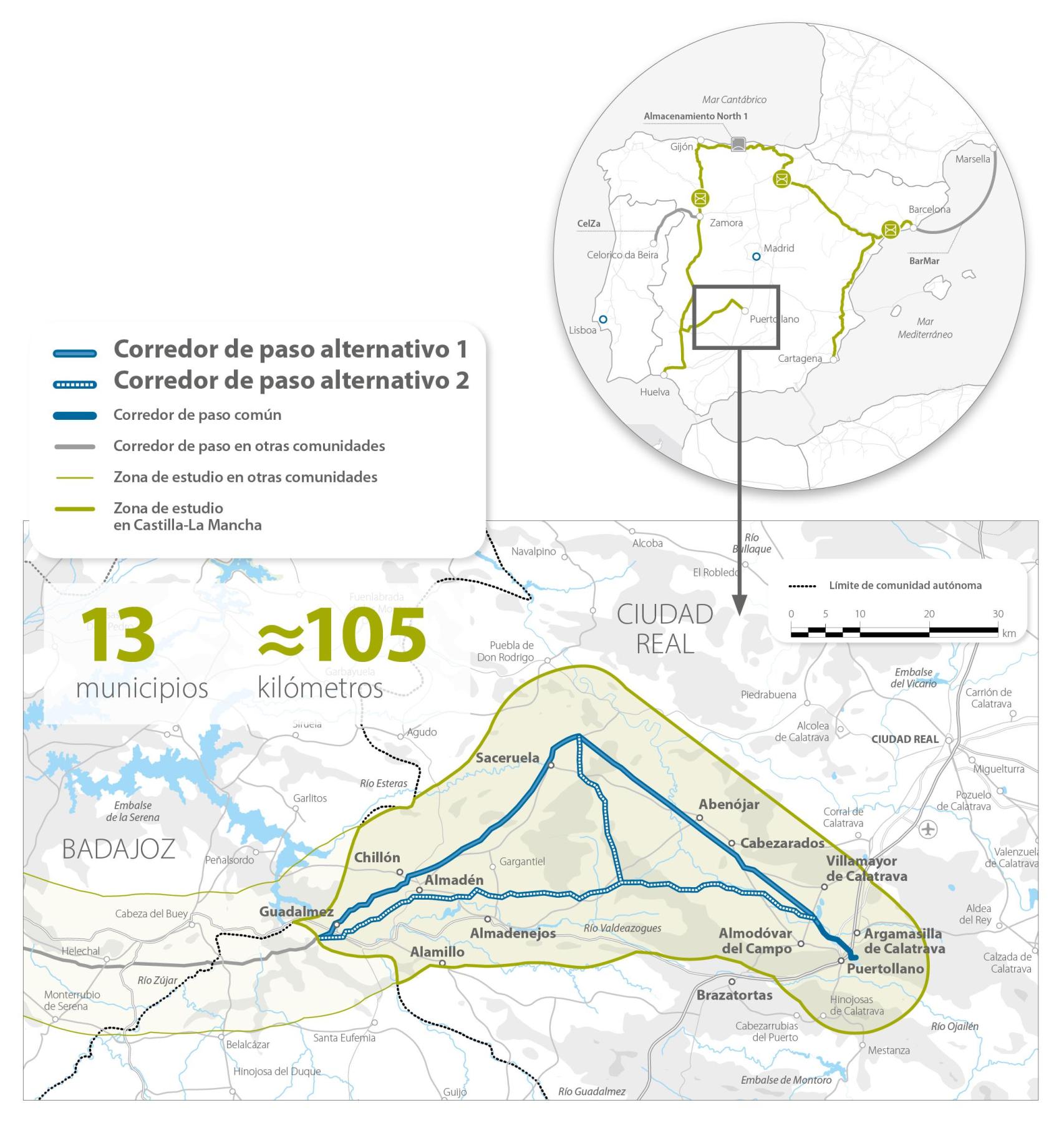 Corredores de paso alternativos en Castilla-La Mancha