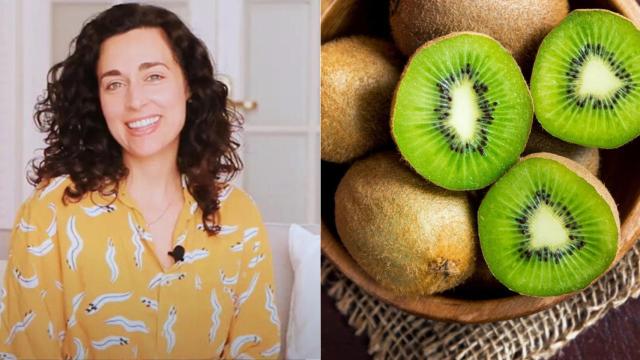 La nutricionista Julia Farré. / Cuenco con kiwis.