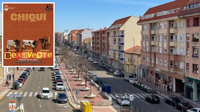 Imagen de una calle de Benavente junto al cartel de la actividad