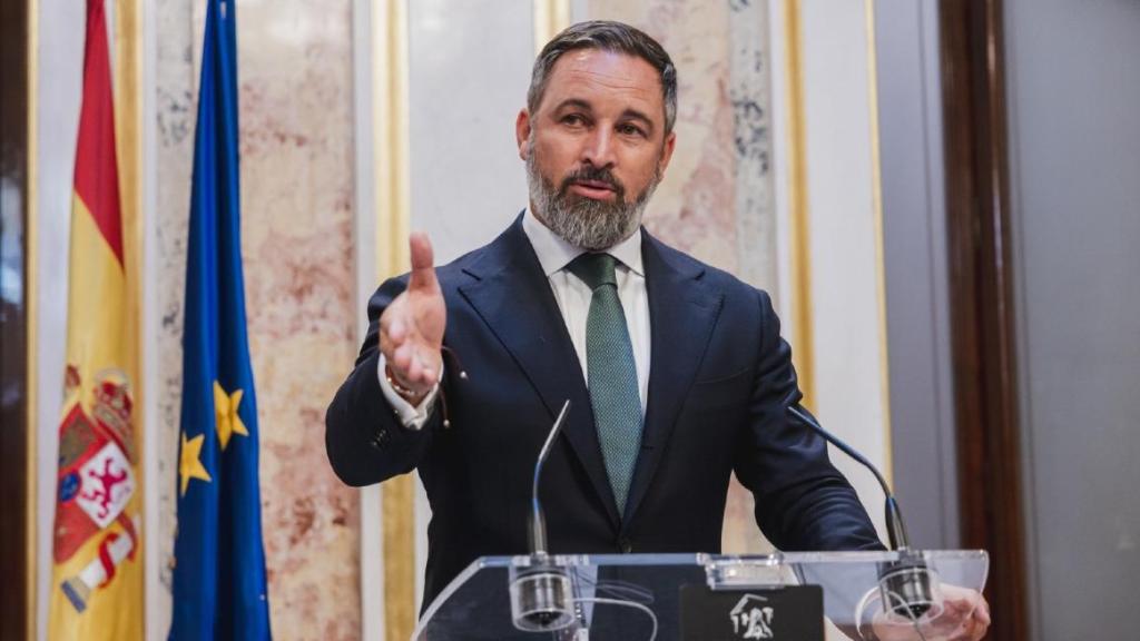 El presidente de Vox, Santiago Abascal, durante una intervención en el Congreso de los Diputados