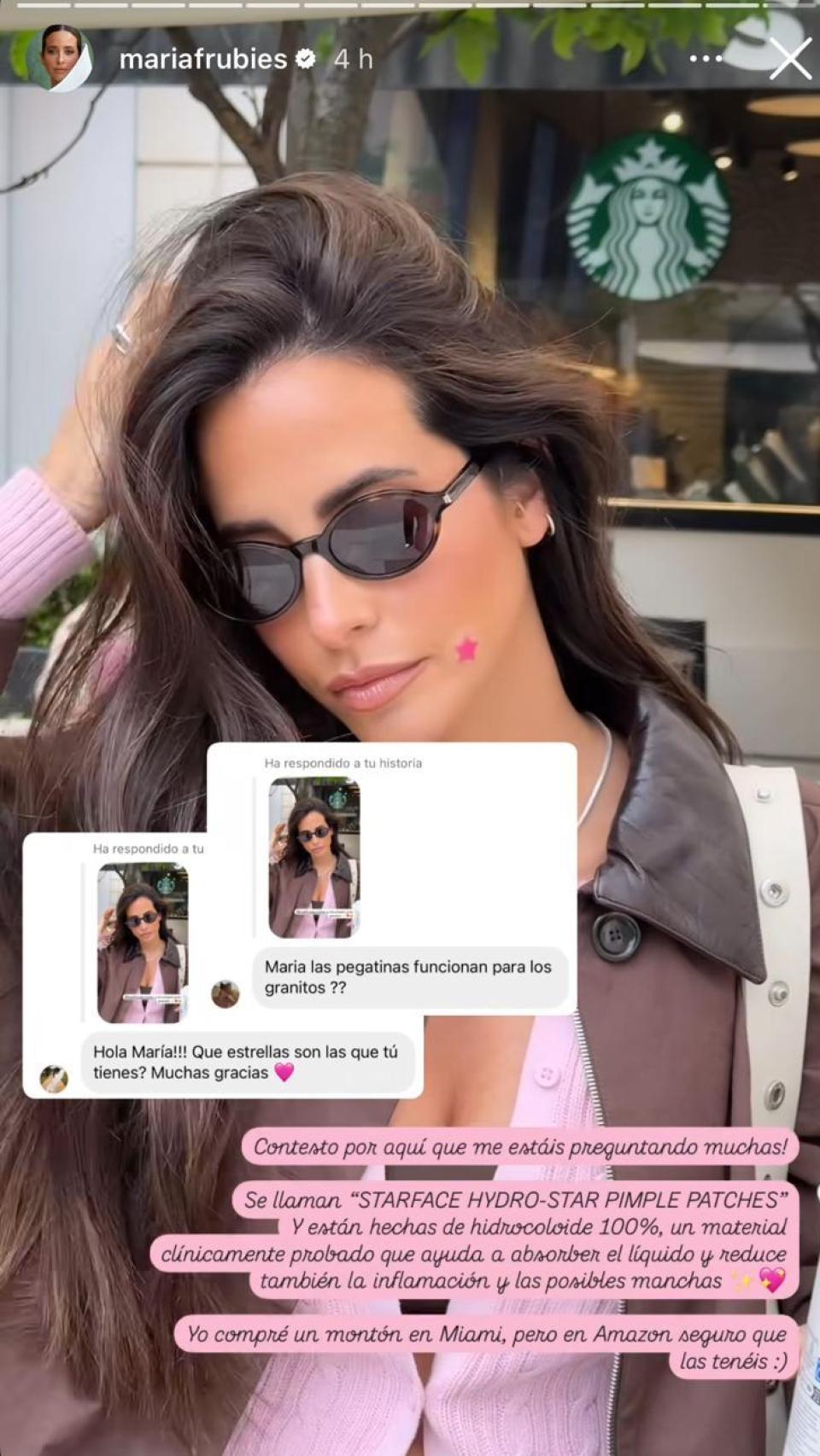 María Fernández-Rubíes, desvelando en redes su truco para ocultar granitos.