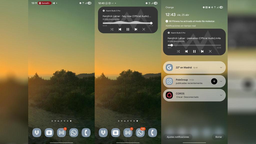 El nuevo reproductor situado en la barra de estado de los Galaxy S25