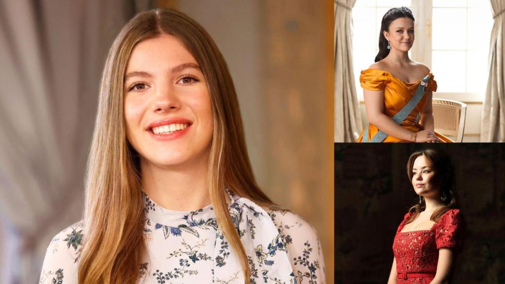 La Infanta y las princesas Isabella de Dinamarca y Ariane de Holanda, en un montaje de Magas.