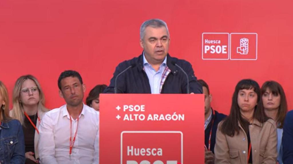 Santos Cerdán, este sábado en el congreso del PSOE de Huesca.