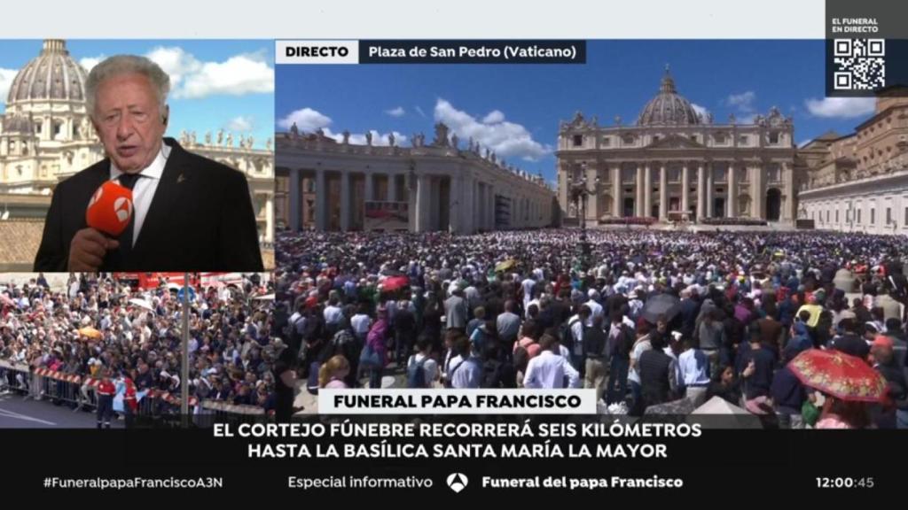 Antonio Pelayo, en el especial de Antena 3 por el funeral del Papa Francisco.