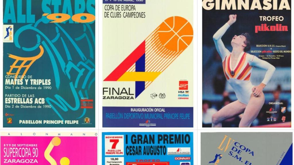 Carteles de los primeros eventos programados en el Príncipe Felipe en la década de los 90.