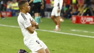Mbappé celebra el gol ante el Barça en la final de la Copa del Rey.