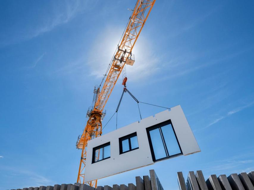 Un muro de una vivienda fabricado de forma industrial.