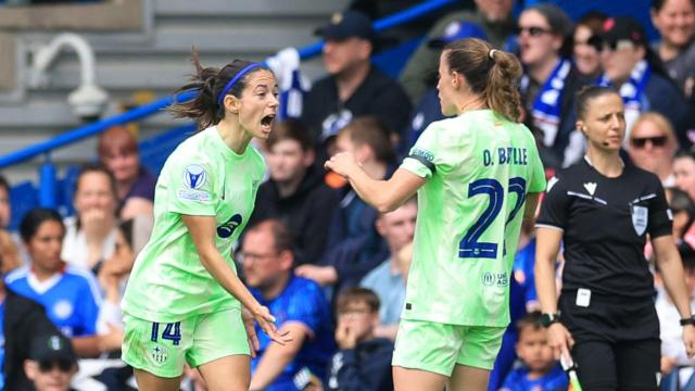 Aitana Bonmatí celebra su gol contra el Chelsea.